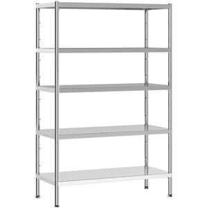 Homcom Scaffale da Cucina a 5 Livelli Regolabili su 13 Altezze Diverse, in Acciaio Inox, 91x40x139 cm, Argento   Aosom Italy Image