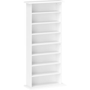 Homcom Scaffale Porta CD con 6 Ripiani Regolabili, Capacità di 360 CD/185 DVD, 58x24x124.5 cm, Bianco   Aosom Italy Image