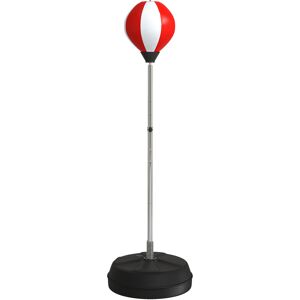 Homcom Punching Ball da Terra ad Altezza Regolabile con Guantoni e Base Riempibile, 43x43x126-144 cm, Rosso e Bianco   Aosom Italy Image