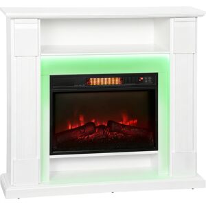 Homcom Camino Elettrico 1800W Regolabile con Fiamma 3D, Ripiano, Timer e Telecomando, 105x27x97 cm, Bianco   Aosom Italy Image