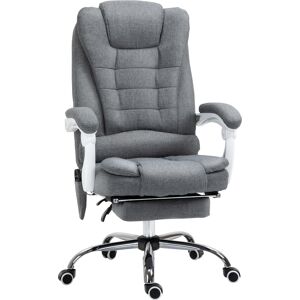 Vinsetto Poltrona da Ufficio con Telecomando e 6 Punti di Massaggio, in Tessuto misto velluto e lino, 67x79x111-121 cm, Grigio   Aosom Italy Image