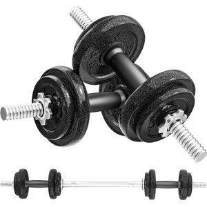 Sportnow Set Pesi e Bilanciere da 20kg con Impugnature Antiscivolo, 8 Dischi Pesi, Barra Bilanciere e 2 Barre Manubri in Acciaio   Aosom Italy Image