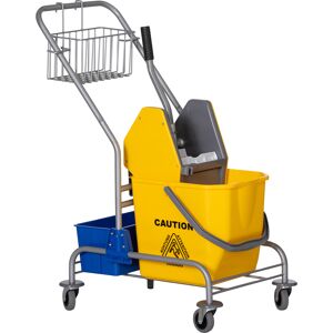 Homcom Carrello Pulizie con Strizzatore, Secchio 25L e Ripiano in Plastica, in PP e Metallo, 72x49.5x95 cm, Blu e Giallo Image