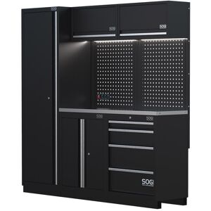 Arredamento modulare in lamiera SOGI ARR-OFF-1960 per officina e garage - piano in acciaio inox - 1960x466x2000 mm Image