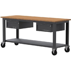 Banco da lavoro con ruote SOGI X3N_117LR - 2 m - piano in legno - 1 + 1 cassetti Image