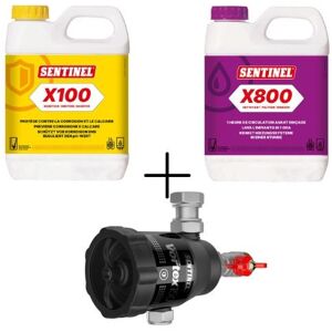 Sentinel Kit Manutenzione Caldaie X100 Inibitore 1L + X800 Pulitore 1L + Vortex 150 Defangatore 3/4" Image