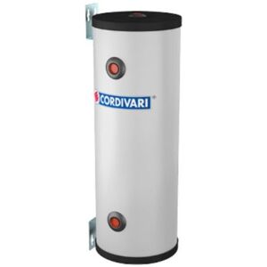 Cordivari Volano Termico Up Pensile per Pompa di Calore 50 L– PVC Grigio, 4 Connessioni Interne Image