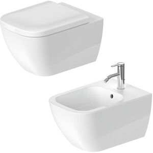 Duravit Sanitari Sospesi Happy D.2 Vaso Wc Rimless + Sedile Rallentato + Bidet Monoforo Image
