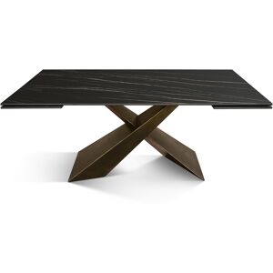 Pazzo Design Tavolo allungabile Romeo in ceramica nero sahara rettangolare con gambe X bronzo Image