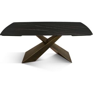 Pazzo Design Tavolo allungabile in ceramica matt golden nero con gambe X bronzo - 180x90 Image