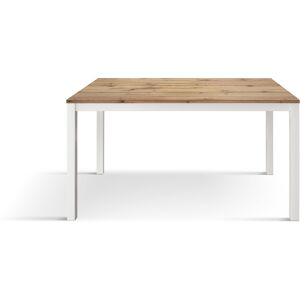 Pazzo Design Tavolo allungabile rovere rustico con basamento bianco in ferro - 160x90 Image