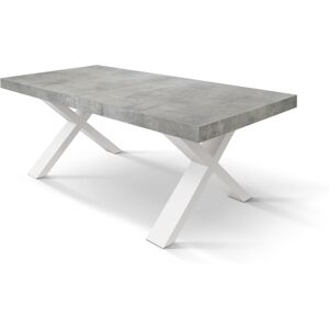 Pazzo Design Tavolo allungabile grigio cemento con gambe incrociate bianche - 180x90 Image