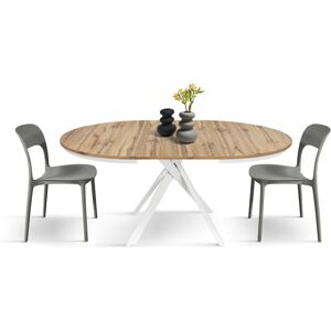 Pazzo Design Tavolo rotondo allungabile  Gabri  da 120 a 170 con gambe incrociate bianche Image