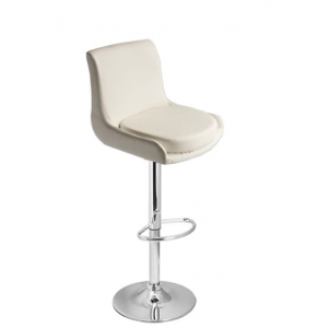 Arredo Casa Facile Sgabello In Ecopelle Bianco - Design Moderno - Bar - Cucina - Casa - Ristorante - Soggiorno - Ufficio Image