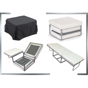 Arredo Casa Facile Pouf Letto Reclinabile Pouff Letto - Nero Microfibra - Soggiorno Image