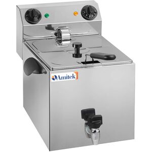 Amitek Friggitrice Elettrica da Banco 1 Vasca 6 Litri con Rubinetto di Scarico Image