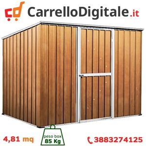 Box in Acciaio Zincato Casetta da Giardino in Lamiera 2.60 x 1.85 m x h1.92 m - 85 KG – 4,81 metri quadri - LEGNO Image