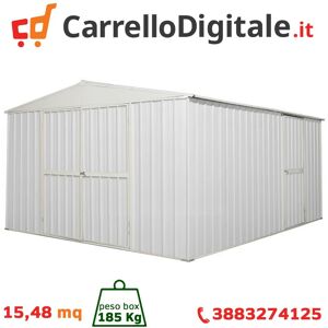 Box in Acciaio Zincato Casetta da Giardino in Lamiera 3.60 x 4.30 m x h2.10 m - 185 KG - 15,48 metri quadri - BIANCO Image