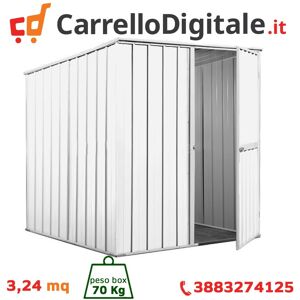 Box in Acciaio Zincato Casetta da Giardino in Lamiera 1.75 x 1.85 m x h1.92 m - 70 KG - 3,24 metri quadri - BIANCO Image