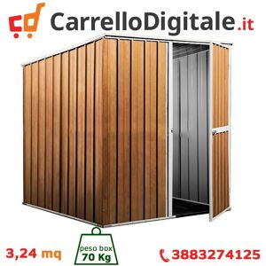 Box in Acciaio Zincato Casetta da Giardino in Lamiera 1.75 x 1.85 m x h1.92 m - 70 KG - 3,24 metri quadri - LEGNO Image