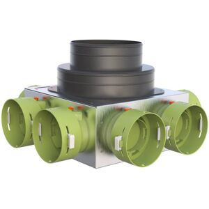 Tecnosystemi Plenum Di Distribuzione Per Sistemi Vmc 90° Canalizzati Uscite Da Diametro 75 E 90 Completi Di Serranda Di Taratura Image