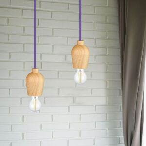 V-Tac Vt-7778-Pr Lampadario Portalampada Led In Legno Noce + Cavo Viola 1 Metro - 3724 Image