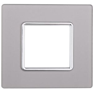Ettroit Placca Compatibile Bticino Matix 2 Moduli Vetro Colore Argento Image