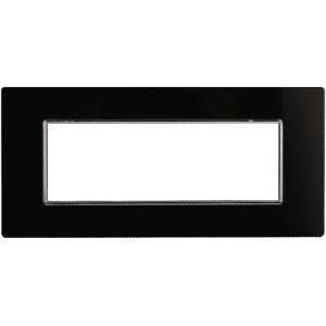 Ettroit An84602 Placca In Vetro Serie Moon 6p Colore Nero Compatibile Con Bticino Axolute Image