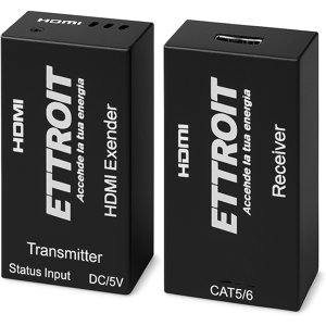Ettroit Extender Hdmi 4k Su Cavo Lan 60mt, Kit Tx-Rx Utp Cat6 Poe, Poc Loop-Out Et5003 Image
