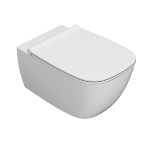 CERAMICA GLOBO Vaso sospeso senza brida in ceramica 55x36 cm Globo Genesis GNS02BI Bianco Ceramica Con copri wc soft close Image