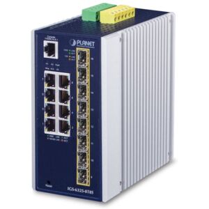 PLANET IP30 Industrial L3 8-Port Gestito Gigabit Ethernet (10/100/1000) Blu, Bianco (IGS-6325-8T8S) Image