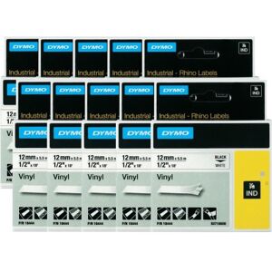 Dymo Schriftband 10er Set 18444 (10x) Bandfarbe: Weiß Schriftfarbe:Schwarz 12 mm 5.5 m (S0718600 (10x)) Image