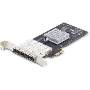 StarTech.com Scheda di rete SFP GbE a 4 porte, PCIe 2.0 x2 (compatibile x4, x8, x16), Controller Intel I350-AM4 4x 1GbE, 1000BAS (P041GI-NETWORK-CARD) Image