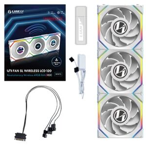 Lian-Li UNI FAN SL Wireless LCD 120 Reverse Blade Case per computer Ventilatore 12 cm Bianco 3 pz (12RSLLCD1W3W) Image