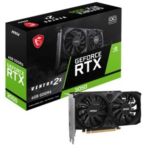 MSI VGA GEFORCE RTX 3050, RTX 3050 VENTUS 2X E 6G OC, 6GB GDRR6, HDMI*2/DP, ATX, DUAL FAN Image