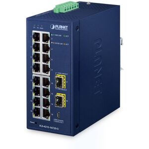 PLANET IP30 Industrial L2/L4 16-Port Gestito L2/L4 Gigabit Ethernet (10/100/1000) Blu (IGS-4215-16T2S-U) Image