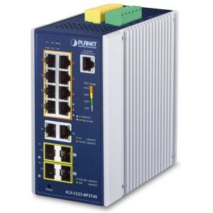 PLANET IP30 Industrial L2+/L4 8-Port Gestito L2+ Gigabit Ethernet (10/100/1000) Alluminio, Blu (IGS-5225-8P2T4S) Image
