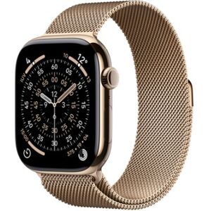 Apple Watch Series 11 GPS + Cellular 46mm Cassa Titanio Oro con Loop in maglia Milanese Oro - S/M (MFD74ZR/A) Image