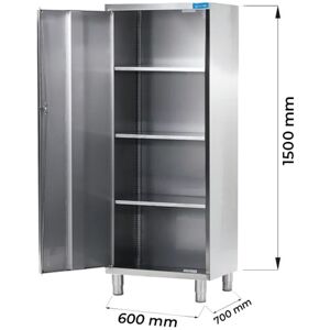 Armadio con porta battente in acciaio inox con 3 ripiani L600xP700xH1500 mm linea premium Image