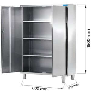 Armadio con porte battenti in acciaio inox con 3 ripiani L800xP500xH1500 mm linea basic Image