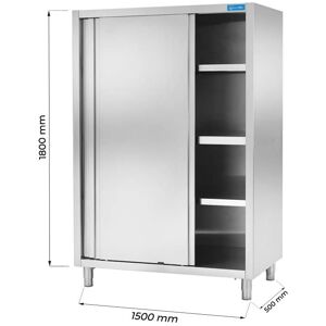 Armadio con porte scorrevoli in acciaio inox con 3 ripiani L1500xP500xH1800 mm linea premium Image