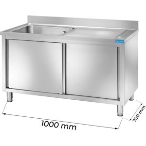 Lavello armadiato in acciaio inox con 1 vasca e gocciolatoio a destra L1000xP700xH850 mm linea premium Image