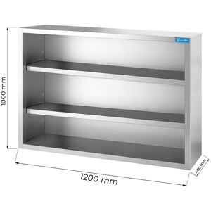 Pensile a giorno in acciaio inox con 2 ripiani L1200xP400xH1000 mm linea premium Image