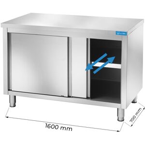 Tavolo armadiato passante in acciaio inox senza alzatina L1600xP700xH850 mm linea premium Image