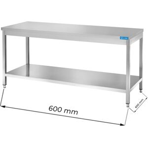 Tavolo aperto in acciaio inox con ripiano senza alzatina L600xP600xH850 mm linea premium Image