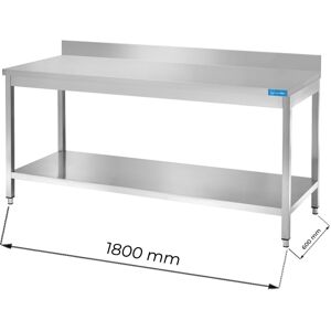 Tavolo aperto in acciaio inox con ripiano con alzatina L1800xP600xH850 mm linea premium Image