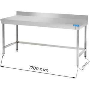 Tavolo aperto in acciaio inox senza ripiano con alzatina L1700xP600xH850 mm linea premium Image