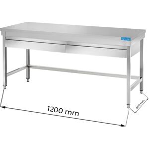 Tavolo aperto in acciaio inox con 2 cassetti orizzontali senza ripiano senza alzatina L1200xP600xH850 mm linea premium Image