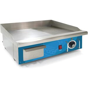 Fry top elettrico da banco a singola zona di cottura con piastra liscia + rigata potenza 3000 watt Image