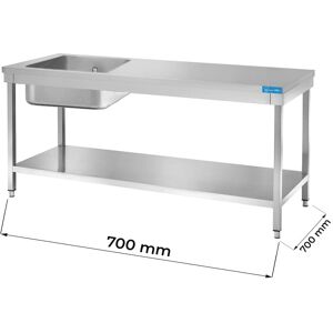 Tavolo aperto in acciaio inox con vasca a sinistra con ripiano senza alzatina L700xP700xH850 mm linea premium Image